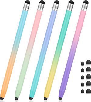 5Pcs Stylus Pen 2-in-1 Stylus Pen for Touch Screen High Precision and Sensitivity Stylus Pen for iPhone/ipad/Android Tablets Compatible with All Touch Screens (Multicolor)