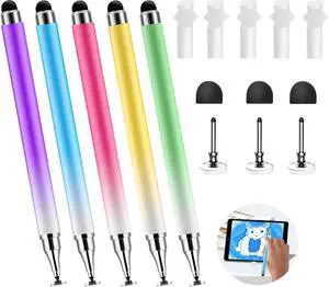 5Pack 3 in 1 Stylus Pen for Touchscreen iPad iPhone Stylus Pen with Pen Cap High Precision & Sensitivity Compatible for All Touch Screens iPhone iPad/Android Tablets Laptop