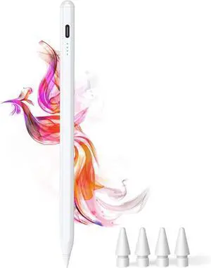Stylus Pen for iPad 9th&10th - Type-c Charging Pencil for ipad Palm Rejection Active Pen Compatible with (2018-2025)  iPad 6/7/8/9/10/11(A16) Air 3/4/5/M2/M3 Mini 5/6 Pro 11/12.9/M4 (White)