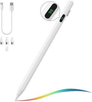 Stylus Pen for Touch Screen Active Universal Stylus Pen Compatible with iPad/iPhone/ and Other iOS/Android Smartphone and Tablet Devices Tablet Pen with Power Display White