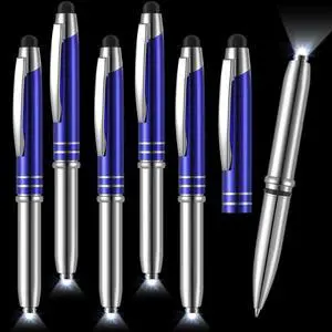 5 Pieces Stylus Pen for Touchscreen Devices Multi-Function Capacitive Pen with LED Flashlight 3 in 1 Invisible Metallic Ink Tools with Light(Blue)