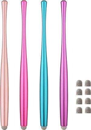 Slim Waist Stylus Pen for Touch Screen Compatible with iPad iPhone Kindle Fire 8 Extra Replaceable Hybrid Fiber Tips (Pink Purple Blue Rose Gold)