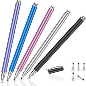 Stylus Pen for Touchscreen 5 Pack High Sensitivity Capacitive Stylus Pencil for iPad iPhone Chromebook Android Tablets Universal Touch Screens with Extra 5 Disc Tips