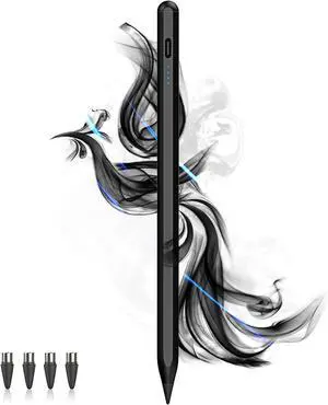 Stylus Pens for Touch Screens Power-Display Tablet Pen POM Tip Magnetic Digital Touch Pen Compatible with iPhone/iPad/iPad Pro//and Other iOS/Android Smartphone and Tablet Devices (Black)