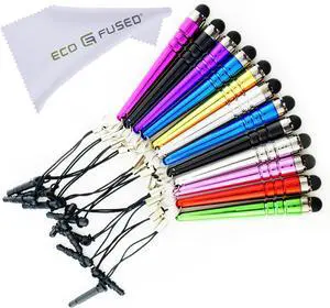 Stylus Pen Bundle 12 Pack/Short Stylus Pens with 3.5mm Jack Connector - Compatible with All Capacitive Touchscreen Devices - for iPad iPhone  Phones Tablets Android Tablets and More