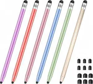 6 Pack Stylus Pen for Touchscreen 2 in 1 High Sensitivity Capacitive Stylus Pen for iPad iPhone Android Smartphone Tablets and All Universal Touch Screens Devices with Fine Tip Stylus
