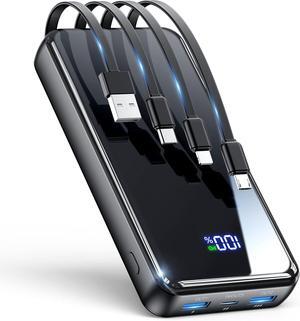 Portable Charger 42800mAh Power Bank Built-in Cable 22.5W PD USB C In & Out Fast Charging External Battery Pack with 6 Output & 2 Input Travel Phone Charger for iPhone 16/15/14/13/12 Android