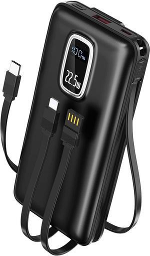 Portable Charger Power Bank - 22.5W Fast Charging 45800mAh Portable Phone Charger with Built in Cables External Battery Pack USB C In/Output for iPhone 16/15/14 Series iPad Galaxy Google Tablet etc.