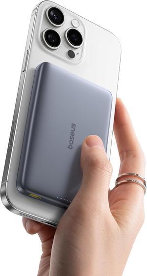 Picogo Magsafe Portable Charger 0.5 Ultra Slim Qi2 Certified 15W Wireless Power Bank 10000mAh 27W Fast Charging Magnetic Battery Pack with USB-C Cable for iPhone 16/15/14/13/12 Series Only