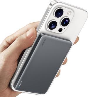 for Magsafe Portable Charger [0.3 Ultra Slim] Magnetic Power Bank [Alloy-Made] 5000mAh Wireless Portable Charger USB C Battery Pack 18W Fast Charging for iPhone  (Grey)