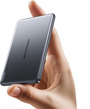 0.3 Ultra Slim MagSafe Portable Charger 5 000mAh Magsafe Battery Pack Magnetic Power Bank for Dual Use with a USB C Cable/Port for iPhone 16/15/14/13/12 Glacier Gray