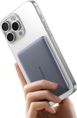 Picogo Power Bank 0.3 Ultra Slim 5000mAh MagSafe Portable Charger with USB-C Braided Cable Card-Size Magnetic Battery Pack Alloy Wireless Fast Charger for iPhone 16/15/14/13/12 Lightweight