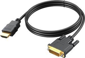 isptewhie HDMI to DVI Cable 6 FT  Bidirectional DVI-D to HDMI Male to Male High Speed Adapter Cable Support 1080P Full HD