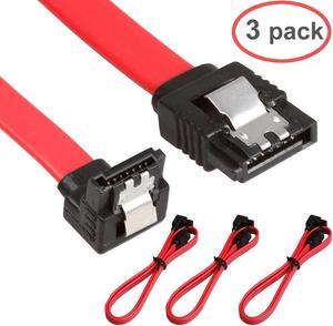 isptewhie SATA III Cable 3-Pack  SATA III 6Gbps 7pin Female to Female 90 Degree Right Angle Data Cable 18 Inch Compatible for SATA HDD  SSD  CD Driver  CD Writer - Red