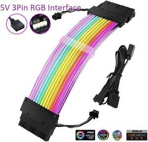 24 Pin Plus Addressable RGB ATX Power Extension Cable - 5V 3Pin ARGB PSU Cable