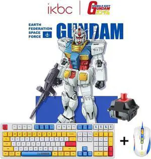 iKBC X GUNDAM RX-78-2 Limited Version Cherry MX Red Switch 108 Keys 2.4G Wireless Mechanical Gaming Keyboard and Optical 5000DPI Wired Gaming Mouse Set
