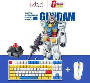 iKBC X GUNDAM RX-78-2 Limited Version Cherry MX Red Switch 87 Keys USB Wired Mechanical Gaming Keyboard and Optical 5000DPI Wired Gaming Mouse Set