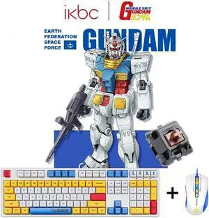 iKBC X GUNDAM RX-78-2 Limited Version Cherry MX Brown Switch 108 Keys USB Wired Mechanical Gaming Keyboard and Optical 5000DPI Wired Gaming Mouse Set