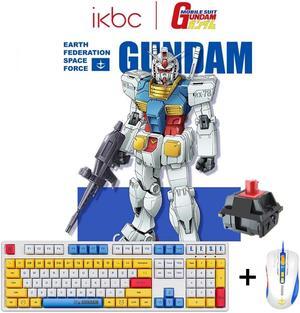 iKBC X GUNDAM RX-78-2 Limited Version Cherry MX Red Switch 108 Keys USB Wired Mechanical Gaming Keyboard and Optical 5000DPI Wired Gaming Mouse Set