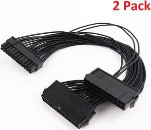 2PC 24 Pin Main Second Dual PSU ATX Power Supply Connector Splitter Motherboard Adapter Cable
