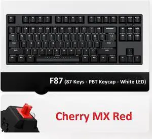 iKBC F87 87 Keys USB Wired White LED Backlit Mechanical Gaming Keyboard Black PBT Keycaps - Cherry Red Switch