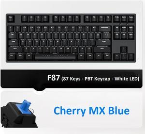 iKBC F87 87 Keys USB Wired White LED Backlit Mechanical Gaming Keyboard Black PBT Keycaps - Cherry Blue Switch