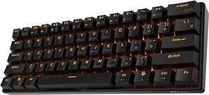 Royal Kludge RK61 2.4Ghz Wireless / Bluetooth 5.1 / USB Wired 60% Yellow Backlit Mechanical Gaming Keyboard - 61 Keys Ultra-Compact - Black ABS Keycap - Brown Switch