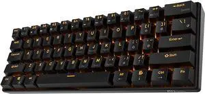 Royal Kludge RK61 2.4Ghz Wireless / Bluetooth 5.1 / USB Wired 60% Yellow Backlit Mechanical Gaming Keyboard - 61 Keys Ultra-Compact - Black ABS Keycap - Red Switch