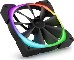 NZXT AER RGB 2 - 140mm - Advanced Lighting Customizations - Winglet Tips - Fluid Dynamic Bearing - LED RGB PWM Case Fan for Hue 2 - Single (HUE2 Lighting Controller Not Included) - Black