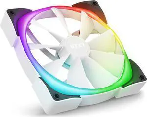 NZXT AER RGB 2 - 140mm - Advanced Lighting Customizations - Winglet Tips - Fluid Dynamic Bearing - LED RGB PWM Case Fan for Hue 2 - Single (HUE2 Lighting Controller Not Included) - White