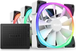 NZXT AER RGB 2 - 120mm - Advanced Lighting Customizations - Winglet Tips - Fluid Dynamic Bearing - LED RGB PWM Case Fan - Triple Fans with Lighting Controller - White