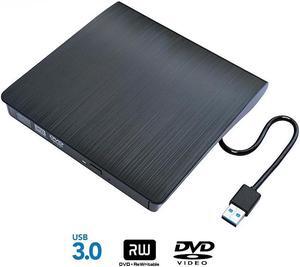 USB 3.0 Portable External Optical Drive Slim CD/DVD +/-RW Burner Player - Brushed Metal Texture - Plug and Play - for Mac PC Windows11/10/8/7 Linux OS