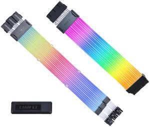 LIAN-LI STRIMER Wireless 24 Pin and LIAN-LI STRIMER Wireless GPU Triple 8 Pin Addressable RGB GPU Power Extension Cable Combo, Included Wireless Transmitter