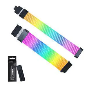 LIAN-LI Strimer Wireless 24 Pin and LIAN-LI Strimer Wireless 12+4pin (8 Light Guides) - Addressable RGB Power Extension Cable Combo - Included Wireless Transmitter