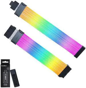 LIAN-LI Strimer Wireless 24 Pin and LIAN-LI Strimer Wireless 12+4pin (12 Light Guides) - Addressable RGB Power Extension Cable Combo - Included Wireless Transmitter