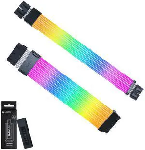 LIAN-LI Strimer Wireless 24 Pin and LIAN-LI Strimer Wireless GPU 2x8-PIN - Addressable RGB Power Extension Cable Combo - Included Wireless Transmitter