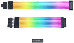 LIAN-LI Strimer Wireless 24 Pin and LIAN-LI Strimer Wireless 12+4pin (8 Light Guides) - Addressable RGB Power Extension Cable Combo - Included Wireless Transmitter