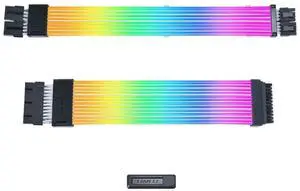 LIAN-LI Strimer Wireless 24 Pin and LIAN-LI Strimer Wireless GPU 2x8-PIN - Addressable RGB Power Extension Cable Combo - Included Wireless Transmitter