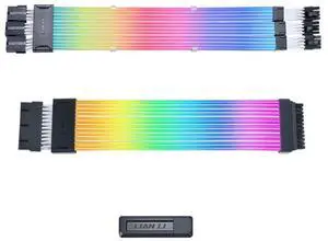LIAN-LI STRIMER Wireless 24 Pin and LIAN-LI STRIMER Wireless GPU Triple 8 Pin Addressable RGB GPU Power Extension Cable Combo - Included Wireless Transmitter