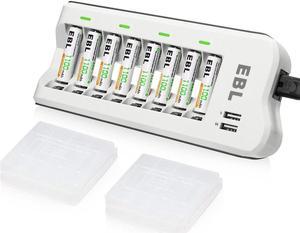  EBL AAA Rechargeable Batteries 1100 mAh (8 Packs) with Smart  C807 Battery Charger and Micro USB Charging Cable : Electronics