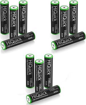 HiQuick 12 Pack Rechargeable Batteries AAA 1100mAh High Capacity Performance 1.2V, Per-Charged Ni-MH AAA Battery