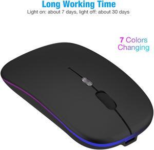 2.4GHz RGB Rechargeable Wireless Mouse Silent USB Mice for Computer PC Laptop US,Black