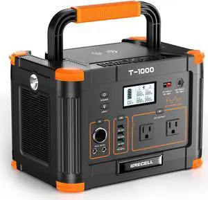 Portable Power Station 1000W, GRECELL 270000mAh Solar Powered Generator with 110V AC Outlet, 60W Fast Charging Backup Lithium Battery Pack Power Supply for RV Van Outdoor Home Camping Travel Emergency