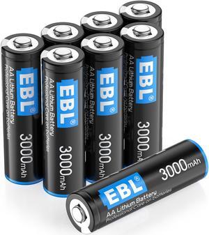 EBL 3000mAh 1.5V AA Lithium Batteries - High Performance Constant Volt AA Battery for High-Tech Devices (Non-Rechargeable) 8-pack