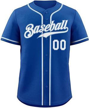 Custom Baseball Jersey Sports Button Down Shirts Peronalized Customized Name Number for Men Women Boy 48 blue3