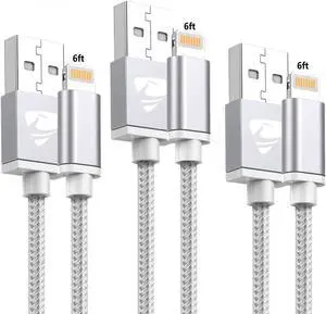 Lightning Cables, iPhone Charger Cable, MFi Certified Fast Charging Cable 3Pack 6ft Nylon Braided iPhone Charging Cord Compatible with iPhone 11/XR/XS/X/10/8/8 Plus/7/7 Plus/6/6s/Plus/SE/5c/5s/5 iPad Lightning Cables, iPhone Charger Cable, MFi Certified Fast Charging Cable 3Pack 6ft Nylon Braided iPhone Charging Cord Compatible with iPhone 11/XR/XS/X/10/8/8 Plus/7/7 Plus/6/6s/Plus/SE/5c/5s/5 iPad