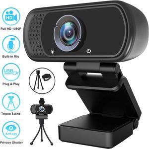 Webcam HD Webcam 1080P with Privacy Shutter and Tripod Stand Pro Streaming Web Camera with Microphone Widescreen USB Computer Camera for PC Mac Laptop Desktop Video Calling Conferencing Recording