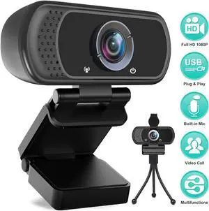 HD Webcam 1080P with Microphone, PC Laptop Desktop USB Webcams, Pro Streaming Computer Camera for Video Calling, Recording, Conferencing, Gaming, 110-Degree Widescreen Web Camera with Rotatable Clip HD Webcam 1080P with Microphone, PC Laptop Desktop USB Webcams, Pro Streaming Computer Camera for Video Calling, Recording, Conferencing, Gaming, 110-Degree Widescreen Web Camera with Rotatable Clip