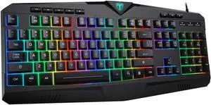 RGB Gaming Keyboard USB Wired Keyboard, Crater Architecture Backlit Computer Keyboard with 8 Independent Multimedia Keys, 25 Keys Anti-ghosting, Splash-Proof, Ideal for PC/Mac Game, Black RGB Gaming Keyboard USB Wired Keyboard, Crater Architecture Backlit Computer Keyboard with 8 Independent Multimedia Keys, 25 Keys Anti-ghosting, Splash-Proof, Ideal for PC/Mac Game, Black
