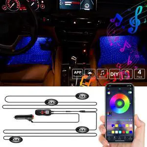Interior Car Light-LED Neon Star Projector Light for Dash Underglow, Music Sync with Bluetooth and IR Remote (Cigarette Lighter & USB Port) , 2 Lines Lighting Kits Waterproof Interior Car Light-LED Neon Star Projector Light for Dash Underglow, Music Sync with Bluetooth and IR Remote (Cigarette Lighter & USB Port) , 2 Lines Lighting Kits Waterproof